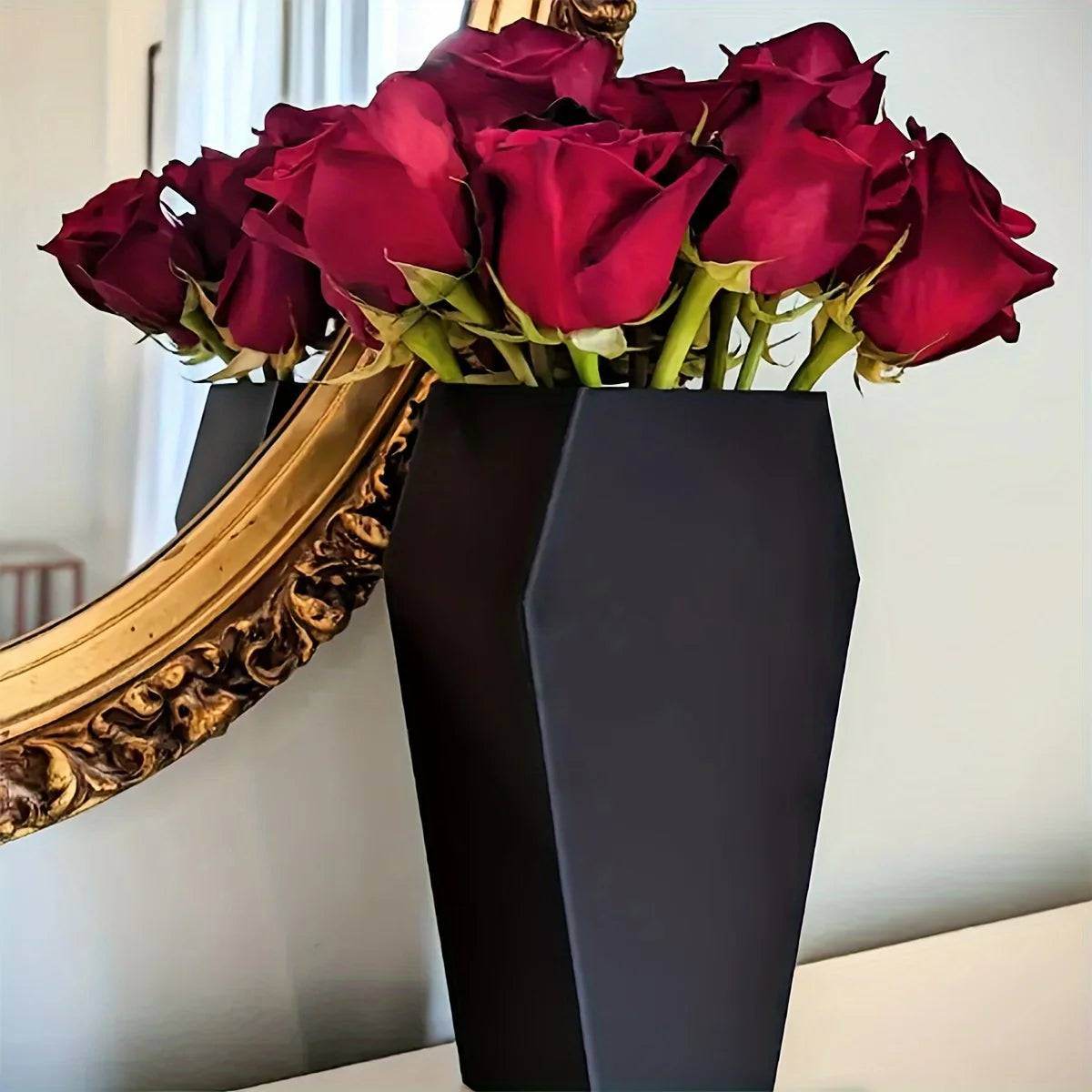 Black Gothic Minimalist Wooden Decorative Coffin Flower Vase - Le Joyau Store - 3D print,black,coffin,dried flowers,minimal -