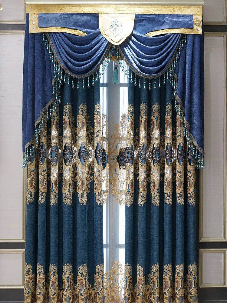 Luxury European Vintage Baroque Chenille Embroidered Blackout Curtains - Le Joyau Store - - Coffee Curtian / W300cmxH250cm 1PC / Hook