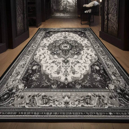 Vintage Gothic Black & White Persian Carpet Rug - Le Joyau Store - - 180x280cm / 1