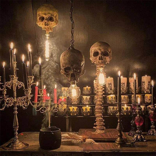 3D Gothic Skull & Spine Table Lamp Creepy Horror Skeleton Light for Dark Decor - Le Joyau Store - Decor,Gothic,Skeleton,Skull,Spine -