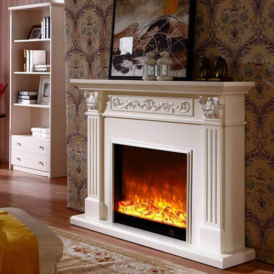 Vintage French Embossed Wooden TV Stand Rustic Fireplace Mantelpiece - Le Joyau Store - Luxury,Modern,White,Wooden - 1.2m Dark Decoration A