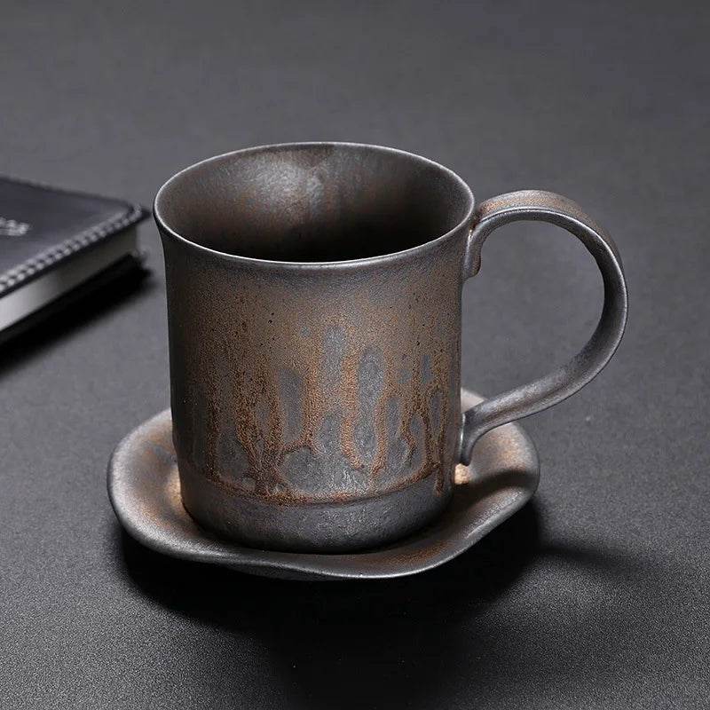 Vintage Gray Steel Terracotta Ceramic Stoneware Coffee Cup - Le Joyau Store - coffee,handmade,Japanese,mug,stoneware,vintage - A