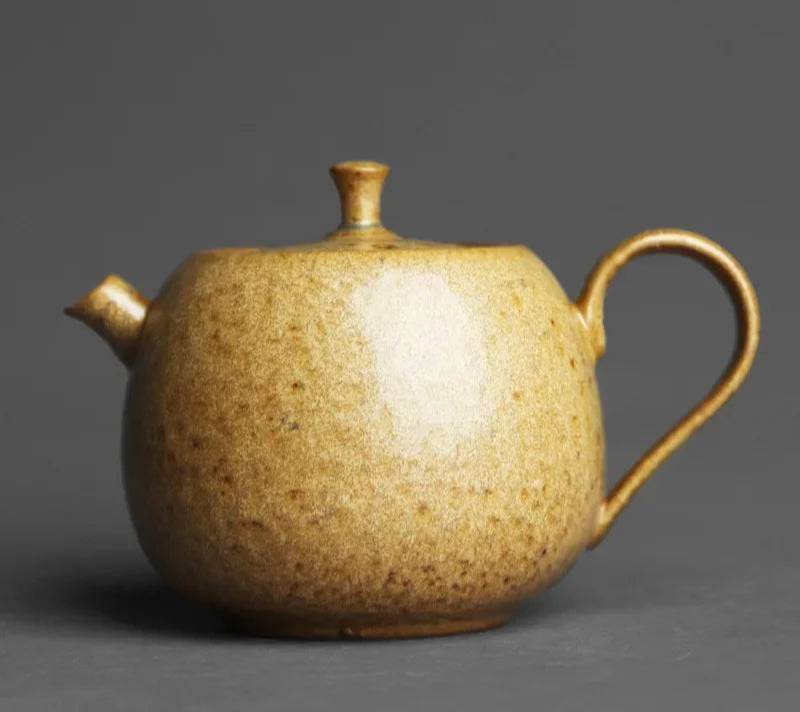 Vintage Rustic Persimmon-Inspired Stoneware Teapot - Le Joyau Store - handmade,persimmon,stoneware,tea gift,unique - Bronze