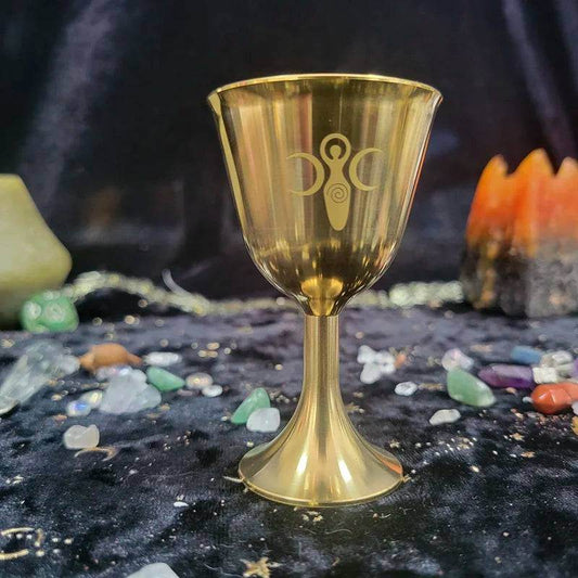 Metallic Gold Wiccan Chalice Copper Ritual Goblet with Pentacle Symbol - Le Joyau Store - Celtic,Copper,Divine,Ritual,Wiccan - Pentacle