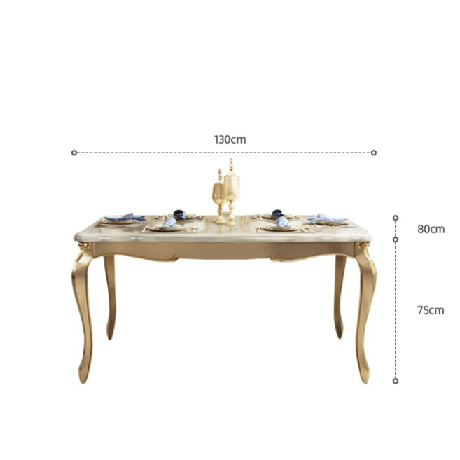 Regal European Gold & White Leather Marble Wooden Dining Table & Chairs - Le Joyau Store - Event,Gold,Luxury,Marble,Wood - Dining Chair (2pcs)