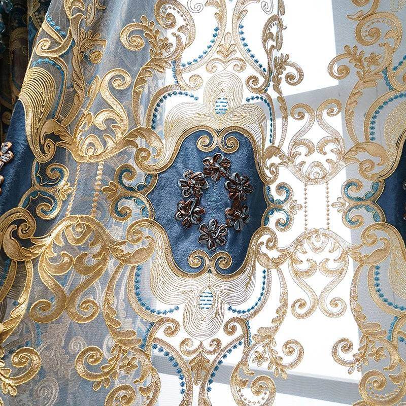 Luxury European Vintage Baroque Chenille Embroidered Blackout Curtains - Le Joyau Store - - Coffee Curtian / W300cmxH250cm 1PC / Hook