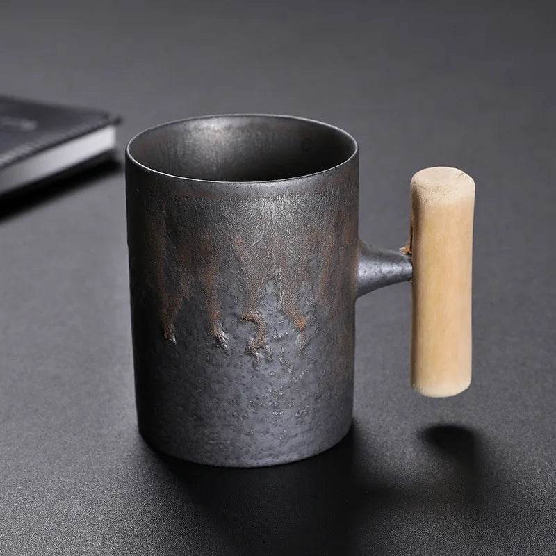 Vintage Gray Steel Terracotta Ceramic Stoneware Coffee Cup - Le Joyau Store - coffee,handmade,Japanese,mug,stoneware,vintage - A
