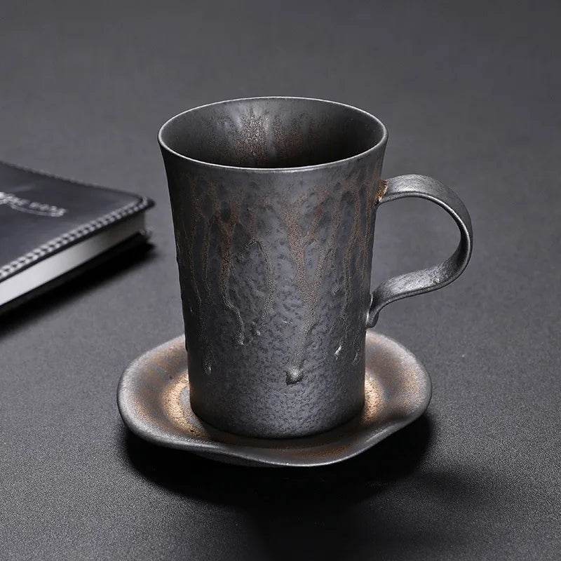 Vintage Gray Steel Terracotta Ceramic Stoneware Coffee Cup - Le Joyau Store - coffee,handmade,Japanese,mug,stoneware,vintage - A