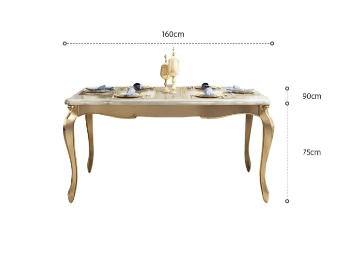 Regal European Gold & White Leather Marble Wooden Dining Table & Chairs - Le Joyau Store - Event,Gold,Luxury,Marble,Wood - Dining Chair (2pcs)