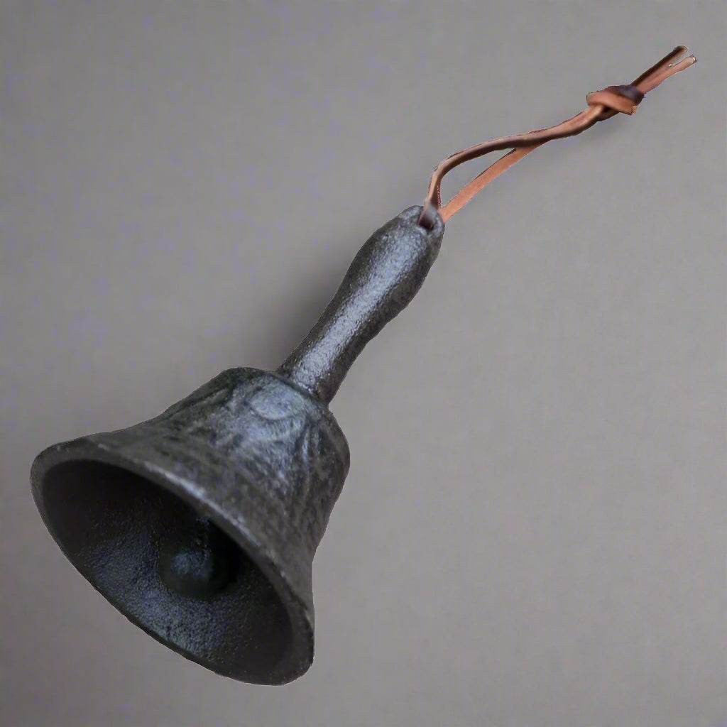 Antique Rustic Cast Iron Hand Bell Vintage Decorative Bell for Weddings & Home Decor - Le Joyau Store - cast iron,hand bell,metal,retro,vintage - Black