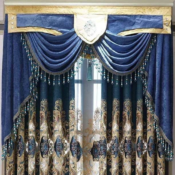 Luxury European Vintage Baroque Chenille Embroidered Blackout Curtains - Le Joyau Store - - Coffee Curtian / W300cmxH250cm 1PC / Hook