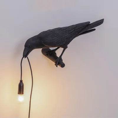 Decorative Gothic Black Raven Bird Table Wall Lamp - Le Joyau Store - black,creative,LED,resin,white - EU plug / Black sitting