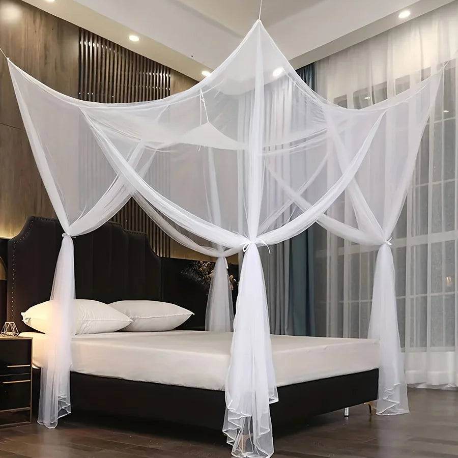 Vintage Gothic Black Four Poster Bed Curtain - Le Joyau Store - breathable,insect proof,mosquito net,outdoor,polyester - Black