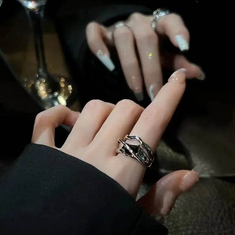 Vintage Red Crystal Baroque Victorian Goth Gold Adjustable Women's Ring - Le Joyau Store - Gothic,Open Ring,Punk,Red Crystal - 991044 1PC