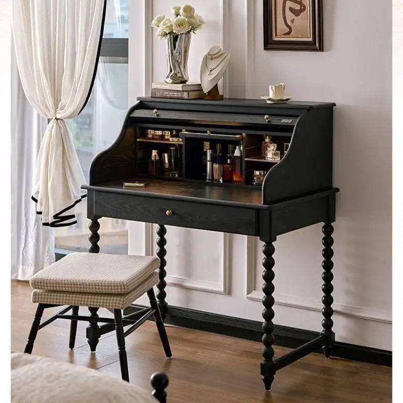 Luxury Black Gothic Nordic Dresser with Mirror Vintage Vanity Study Bureau - Le Joyau Store - black,dresser,makeup,modern,wood - 0.7m Dresser Cabinet