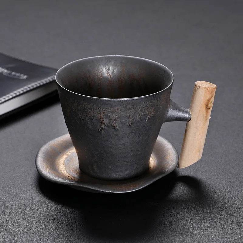 Vintage Gray Steel Terracotta Ceramic Stoneware Coffee Cup - Le Joyau Store - coffee,handmade,Japanese,mug,stoneware,vintage - A