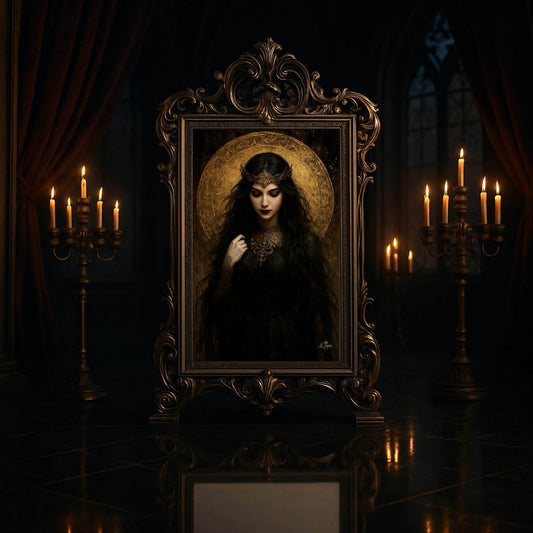 Dark Elegance Goddess Art Print - Gothic Queen Wall Decor Poster