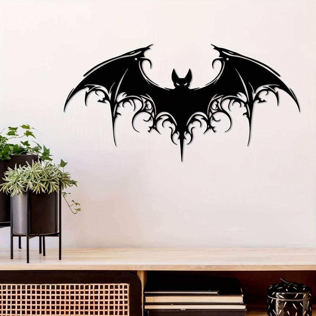 Majestic Iron Black Bat Gothic Victorian 2D Flat Wall Art Decor - Le Joyau Store - Gothic,Halloween,Iron Art,Spooky,Victorian -