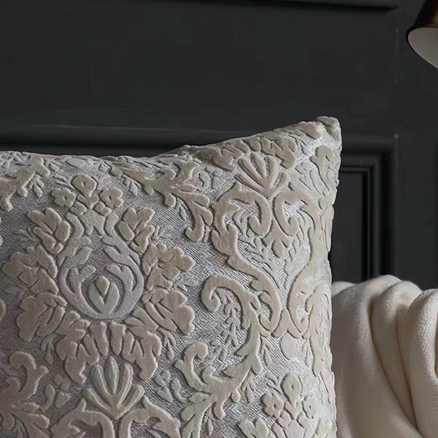 Luxury Velvet French Jacquard Embroidered Vintage Sofa Cushion Cover - Le Joyau Store - floral,gothic,nordic,velvet,vintage - Beige