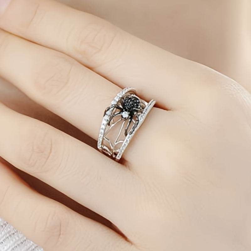 Gothic Black Spider Ring for Women Silver Web Rhinestone Statement Jewelry - Le Joyau Store - Gift,Luxury,Punk,Rhinestones,Vintage - 6