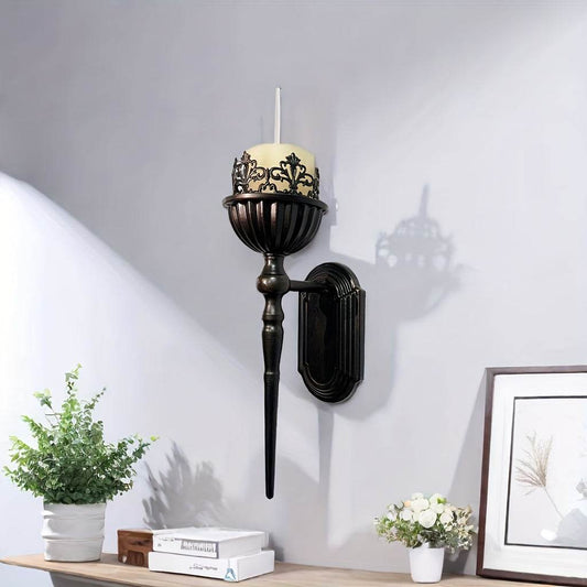 Vintage Victorian Gothic Black Crown & Scepter Design Candle Wall Sconce - Le Joyau Store - Black,Decor,Metal,Vintage - 1