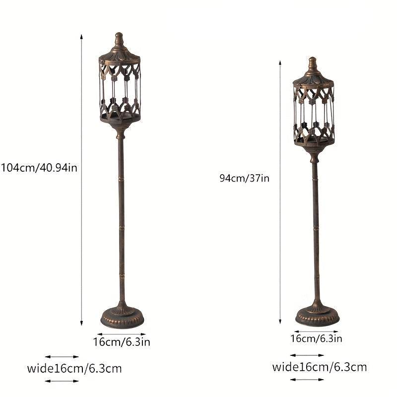 Elegant Vintage Antique Bronze Metal Floral Glass Lamppost Candle Holders (Set of 2) - Le Joyau Store - elegant,festive,glass,metal,wedding -