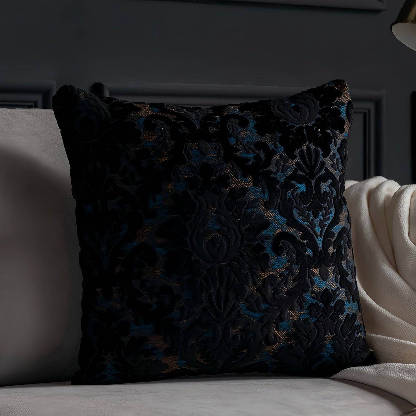 Luxury Velvet French Jacquard Embroidered Vintage Sofa Cushion Cover - Le Joyau Store - floral,gothic,nordic,velvet,vintage - Beige