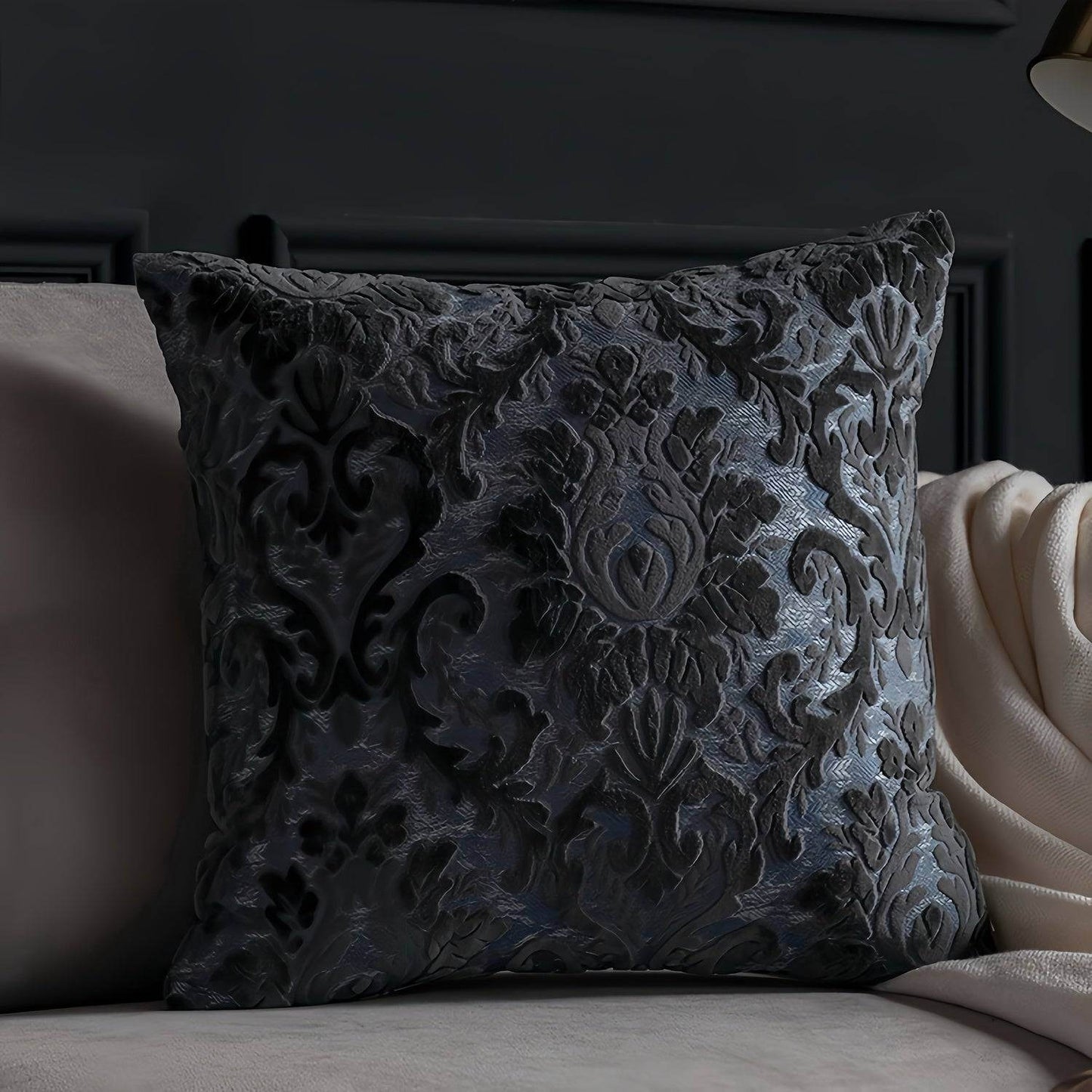 Luxury Velvet French Jacquard Embroidered Vintage Sofa Cushion Cover - Le Joyau Store - floral,gothic,nordic,velvet,vintage - Beige