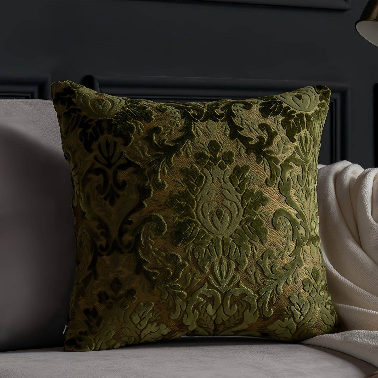 Luxury Velvet French Jacquard Embroidered Vintage Sofa Cushion Cover - Le Joyau Store - floral,gothic,nordic,velvet,vintage - Beige