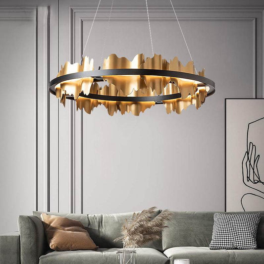 Luxury Italian Minimalist Abstract Jagged Ceiling Chandelier - Le Joyau Store - adjustable,glass,iron,LED,minimalist - Black / Single layer 60x18CM