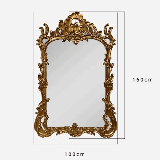 Vintage Gold Baroque Full-Length Wall Mirror with Antique Embossed Royal French Style Frame - Le Joyau Store - bedroom,designer,full body,gold frame,oversize - 100cm x 180cm