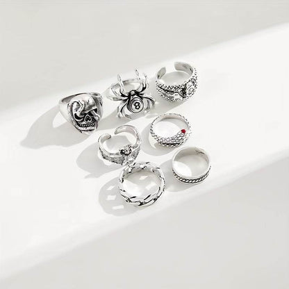 Gothic Punk Rock Animal Themed Silver Adjustable Rings - Le Joyau Store - Alloy,Dark Style,Retro,Skull Ring,Snake Ring - 