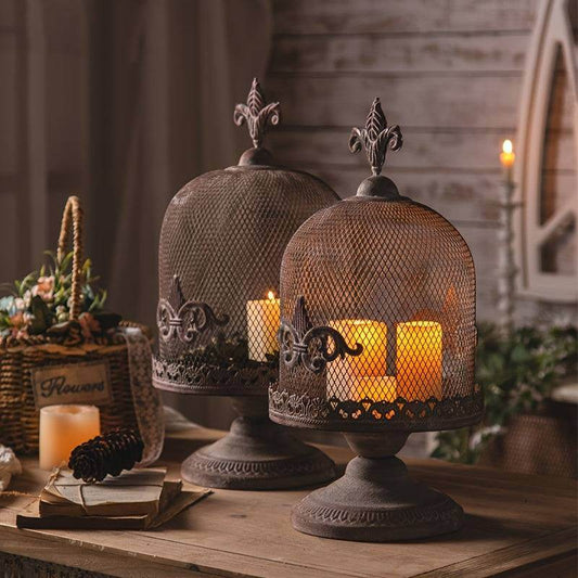 Vintage Rustic Mesh Metal Dome Bird Cage Candleholder with Elevated Stand - Le Joyau Store - Candle,Gothic,Metal,Tabletop,Vintage - 