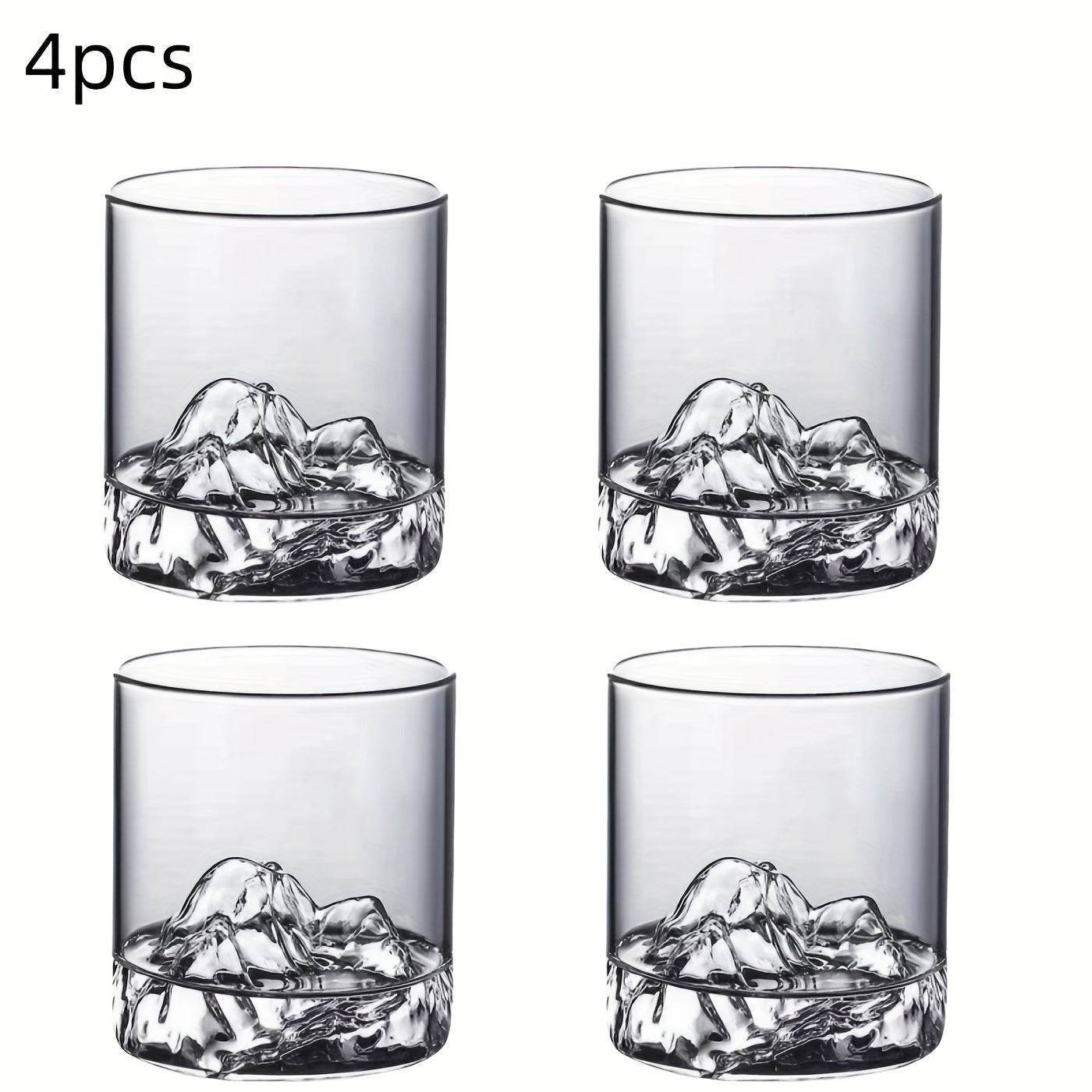 Nature-Inspired 3D Mountain Landscape Whiskey Glasses Barware (4 Pack) - Le Joyau Store - 3D cup,geometric,multipurpose,whiskey - 