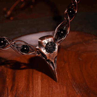 Aged Bronze & Black Viking Raven Skull Crown Headpiece – Medieval Celtic Witches Circlet Tiara - Le Joyau Store - Black,Celtic,Handmade,Raven,Rose Gold - 