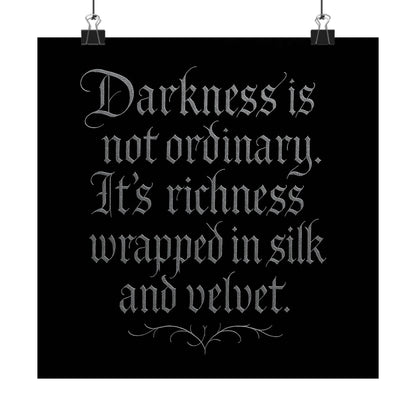 Velvet Darkness Gothic Poster – Dark Academia & Victorian Aesthetic Black & Silver Calligraphy Quote Wall Art - Le Joyau Store - Home & Living,Indoor,Matte - 10″ x 10″