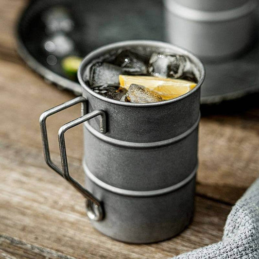 Retro Vintage Aged Stainless Steel Wrought Iron Effect Camping Coffee Mug - Le Joyau Store - durable,lightweight,outdoor,stainless,vintage - Silver / 360ml