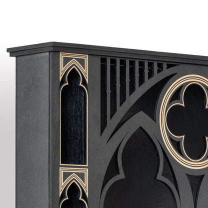 Black & Gold Multi-Tiered Gothic Cathedral Window Wooden Display Shelf Rack - Le Joyau Store - black wood,home decor,multi-tier,vintage - 
