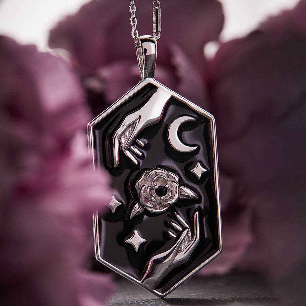 Gothic Hexagon Carved Rose Vintage Tarot Moon & Stars Women's Necklace - Le Joyau Store - Choker,Copper,Gift,Star Moon,Vintage - Golden