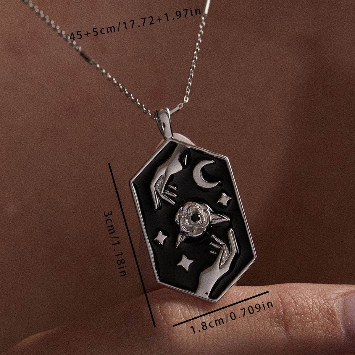 Gothic Hexagon Carved Rose Vintage Tarot Moon & Stars Women's Necklace - Le Joyau Store - Choker,Copper,Gift,Star Moon,Vintage - Golden
