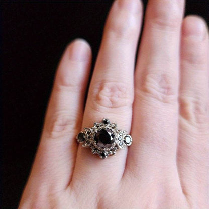 Black & Silver Gothic Triple Moon Goddess Witches Symbol Ring - Le Joyau Store - Black,Cubic Z,Gothic,Moon,Vintage - 6
