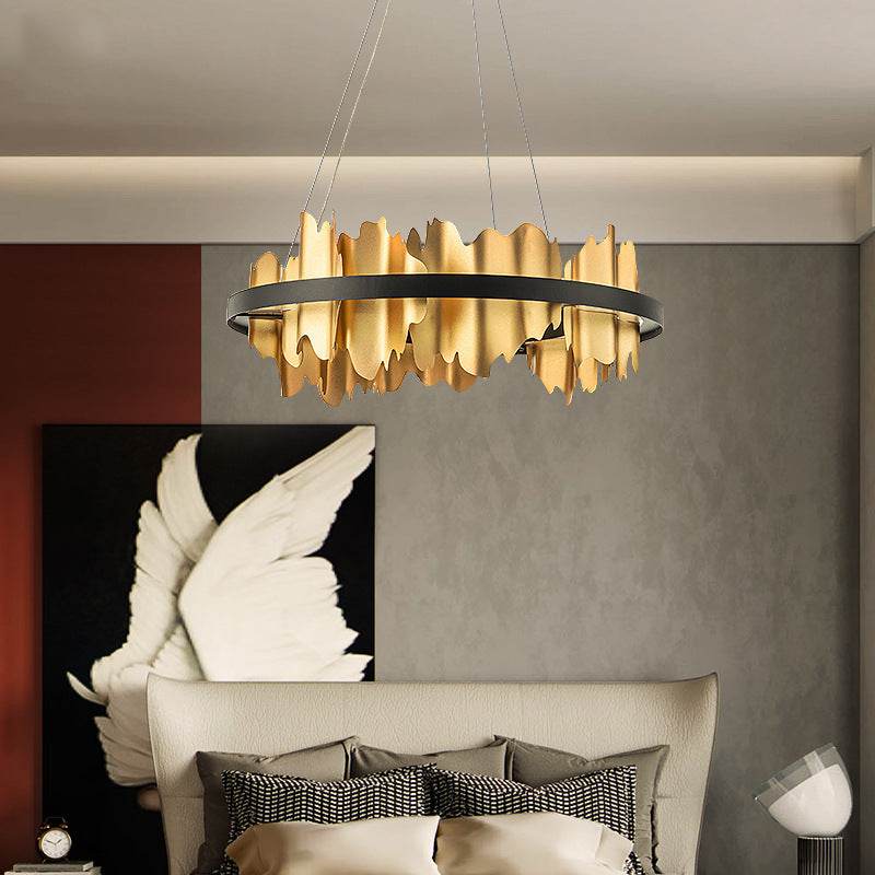 Luxury Italian Minimalist Abstract Jagged Ceiling Chandelier - Le Joyau Store - adjustable,glass,iron,LED,minimalist - Black / Single layer 60x18CM