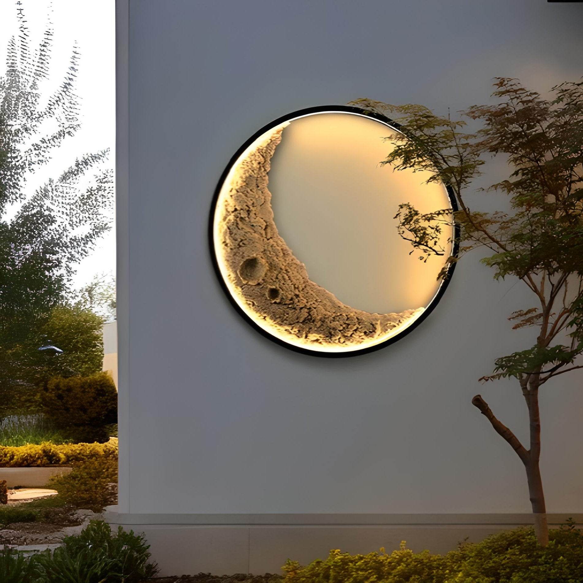 Rustic 3D Celestial Eclipse Moon Wall Lamp Waterproof Indoor & Outdoor Ambient Lighting - Le Joyau Store - 3D Lamp,Color-Changing,Energy-Efficient,Remote Control,Waterproof - 