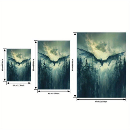 Mythical Dragon Abstract Watercolor Dark Fantasy Gothic Canvas Art Print (3pcs) - Le Joyau Store - Fantasy,Indoor,Mythical,Watercolor,Wood Frame - 36*24inch(90*60cm)