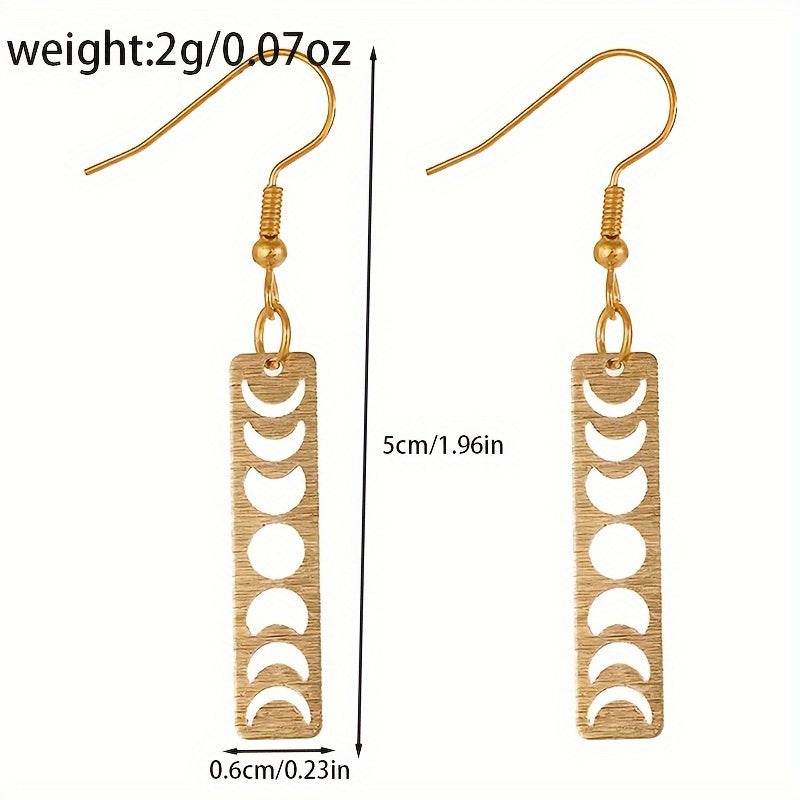 Vintage Gothic Golden Celestial Moon Phase Drop Earrings for Witches, Star Gazers & Halloween Lovers - Le Joyau Store - Autumn,Drop,Gothic,Moon,Party - 