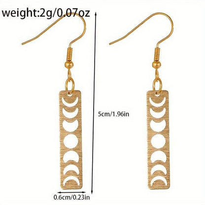 Vintage Gothic Golden Celestial Moon Phase Drop Earrings for Witches, Star Gazers & Halloween Lovers - Le Joyau Store - Autumn,Drop,Gothic,Moon,Party - 