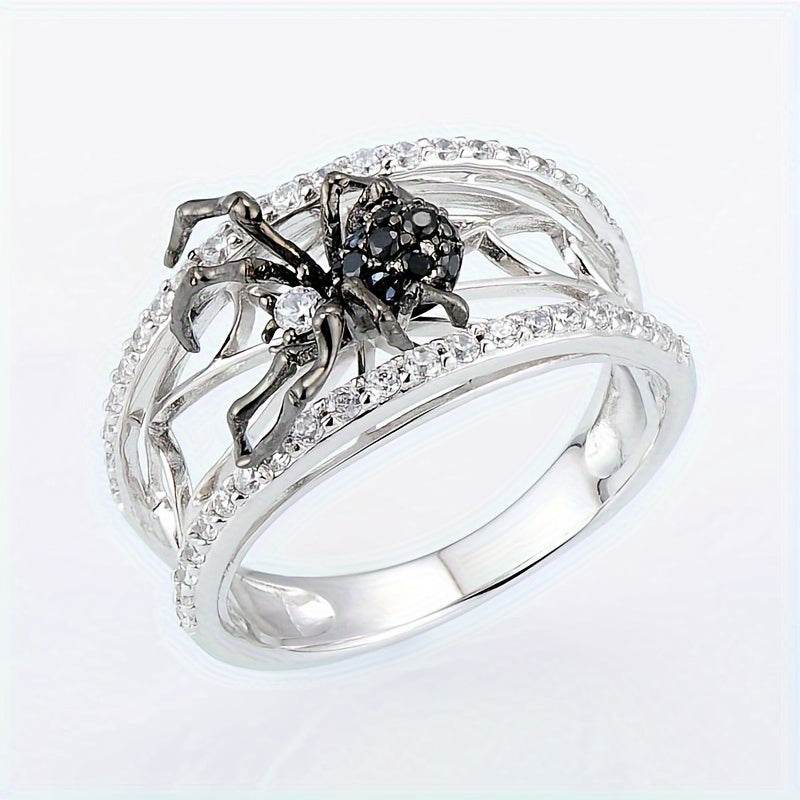 Gothic Black Spider Ring for Women Silver Web Rhinestone Statement Jewelry - Le Joyau Store - Gift,Luxury,Punk,Rhinestones,Vintage - 6