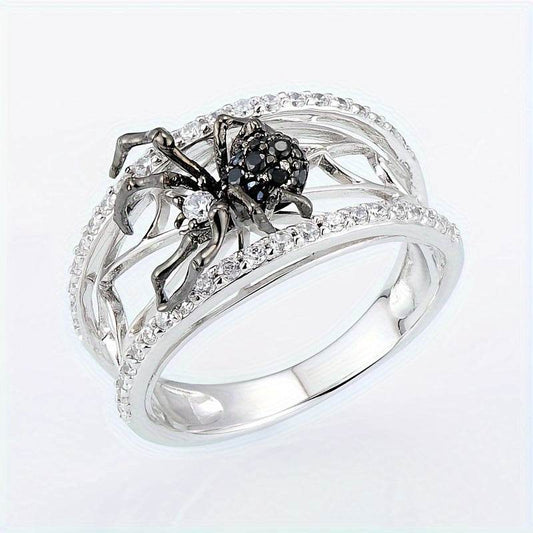 Gothic Black Spider Ring for Women Silver Web Rhinestone Statement Jewelry - Le Joyau Store - Gift,Luxury,Punk,Rhinestones,Vintage - 6