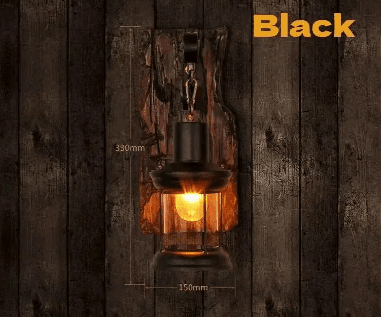 Vintage Rustic Wall Sconce Black Iron & Wood Industrial Farmhouse Light Fixture - Le Joyau Store - Antique,Iron,Rustic,Sconce,Wood - 