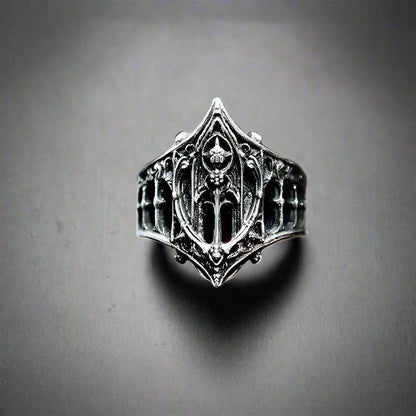Gothic Cathedral Vintage Castle Window Unisex Silver Ring - Le Joyau Store - Castle,Gothic,men,Retro,women - 8